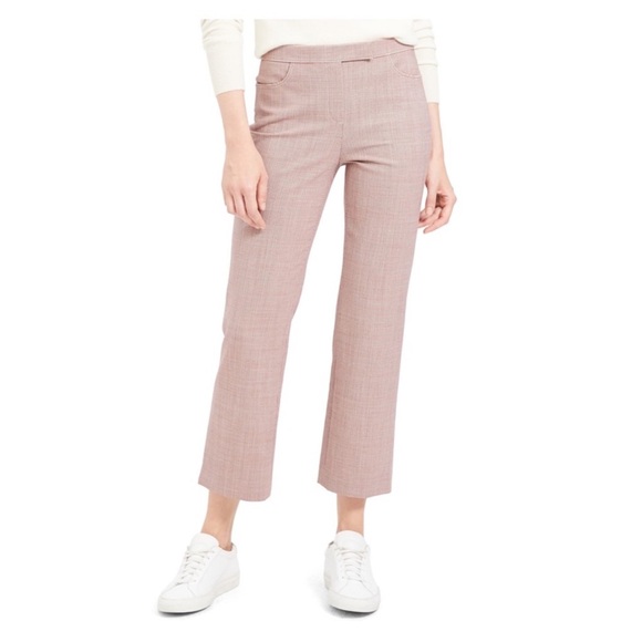 New! THEORY Houndstooth Virgin Wool Blend High Waist Crop Pants - Picture 1 of 9